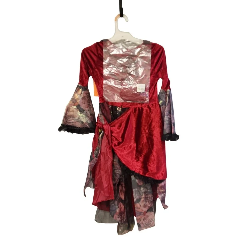 Hyde & EEK Boutique Kids Pirate Costume Dress Bandana Set Red Velvet Small 4-6